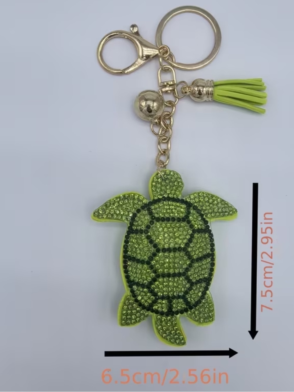 Green Turtle rhinestone keychain/purse charm! - Picture 3 of 3